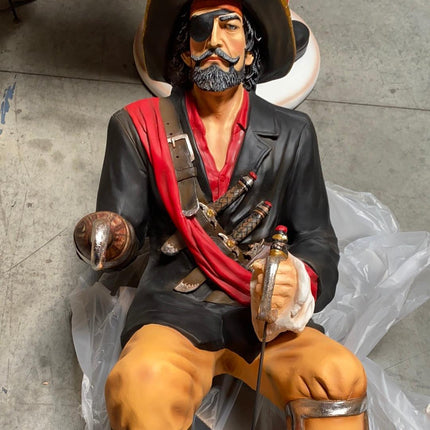 Sitting Captain Hook Life Size Statue - LM Treasures 