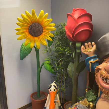 Sunflower In Pot Over Sized Flower Statue - LM Treasures 