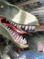 Green Velociraptor Dinosaur Head Life Size Statue - LM Treasures Life Size Statues & Prop Rental