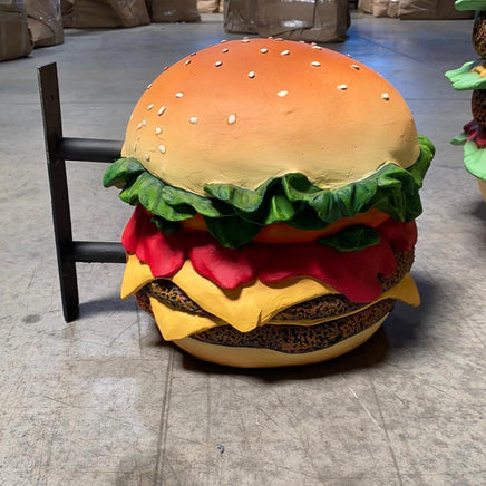 Double Cheeseburger With Bracket Over Sized Statue - LM Treasures 