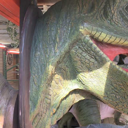 Green Velociraptor Dinosaur Head Life Size Statue - LM Treasures 