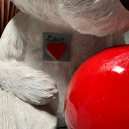 White Teddy Bear With Heart Over Sized Statue - LM Treasures 