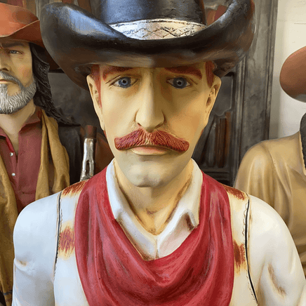 Western Cowboy With Saddle Life Size Statue - LM Treasures 