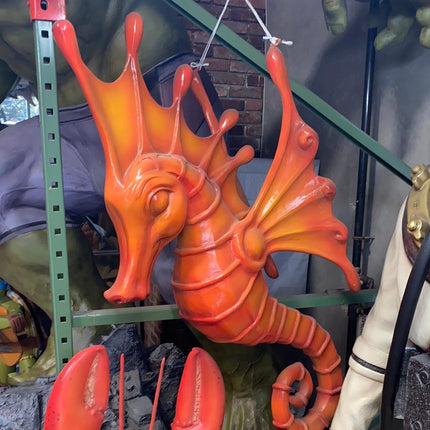 Jumbo Orange Seahorse Statue - LM Treasures 