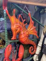 Jumbo Orange Seahorse Statue - LM Treasures 