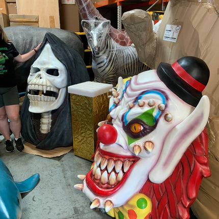 Scary Clown Head Wall Decor Over Sized Statue - LM Treasures 