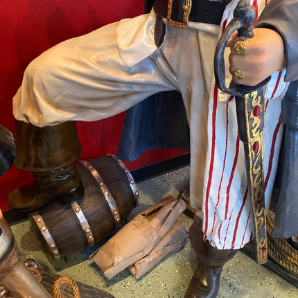 Pirate on Barrel Holding a Beer Life Size Statue - LM Treasures 