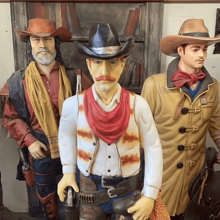 Western Cowboy With Saddle Life Size Statue - LM Treasures 