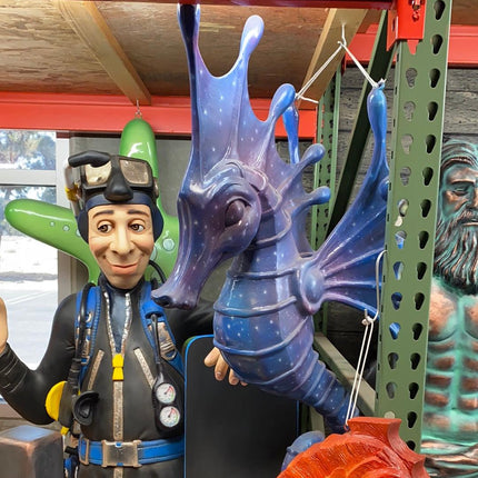 Jumbo Blue Seahorse Statue - LM Treasures 