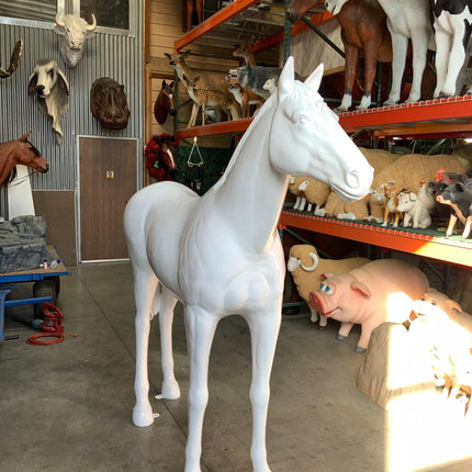 White Horse Standing Life Size Statue - LM Treasures 