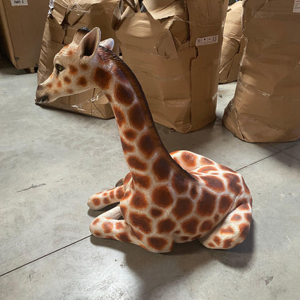 Laying Baby Giraffe Life Size Statue - LM Treasures 