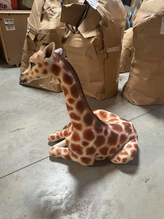 Laying Baby Giraffe Life Size Statue - LM Treasures 