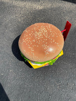 Double Cheeseburger Hanging Over Sized Statue - LM Treasures Life Size Statues & Prop Rental