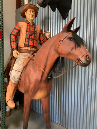 Cowboy on Horse Life Size Statue - LM Treasures Life Size Statues & Prop Rental