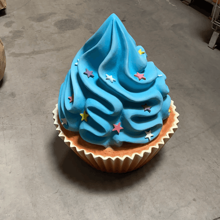 Blue Cupcake With Stars Over Sized Statue - LM Treasures 