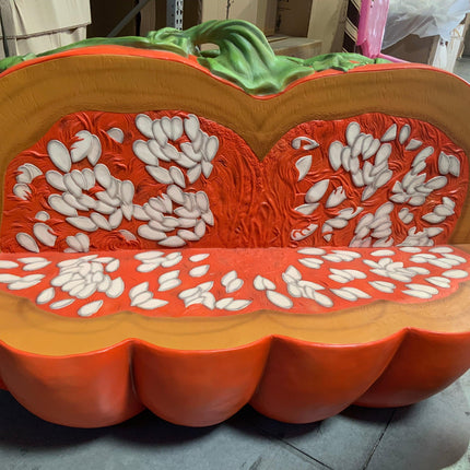 Pumpkin Bench Life Size Statue - LM Treasures 