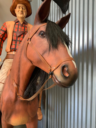 Cowboy on Horse Life Size Statue - LM Treasures 