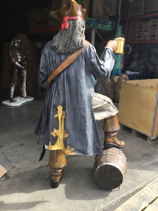 Pirate on Barrel Holding a Beer Life Size Statue - LM Treasures 