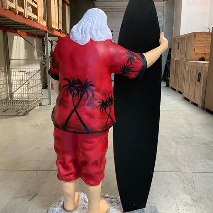 Santa Claus With Surfboard Life Size Christmas Statue - LM Treasures 