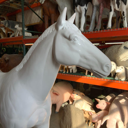White Horse Standing Life Size Statue - LM Treasures 