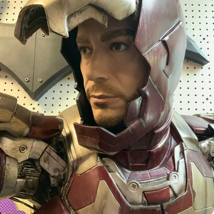 Iron Man 3 (Battle Version) with RDJ Head Life Size Statue - LM Treasures 