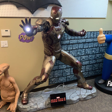 Iron Man 3 (Battle Version) with RDJ Head Life Size Statue - LM Treasures 