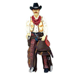 Western Cowboy With Saddle Life Size Statue - LM Treasures 