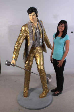 Singer Elvis In Gold Life Size Statue - LM Treasures 