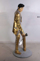 Singer Elvis In Gold Life Size Statue - LM Treasures 
