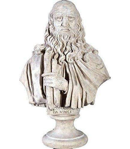 Stone Bust Leonardo Da Vinci Greek Roman Prop Resin Decor - LM Treasures 