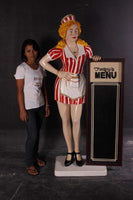 Waitress With Menu Board Life Size Statue - LM Treasures 