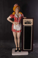 Waitress With Menu Board Life Size Statue - LM Treasures 