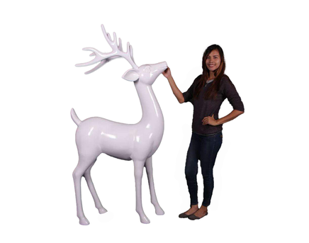 White Reindeer Standing PRE ORDER Life Size Statue - LM Treasures 