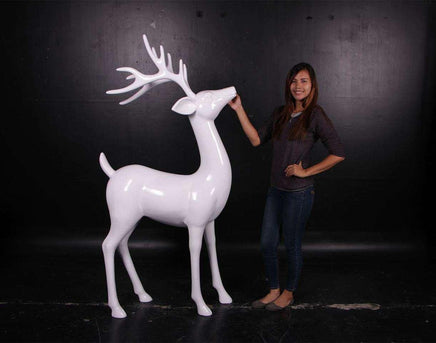 White Reindeer Standing Life Size Statue - LM Treasures 