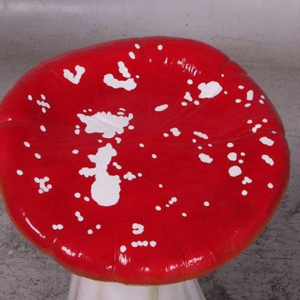 Red Single Mushroom Stool Over Sized Statue - LM Treasures 
