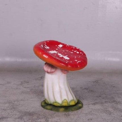 Red Single Mushroom Stool Over Sized Statue - LM Treasures 