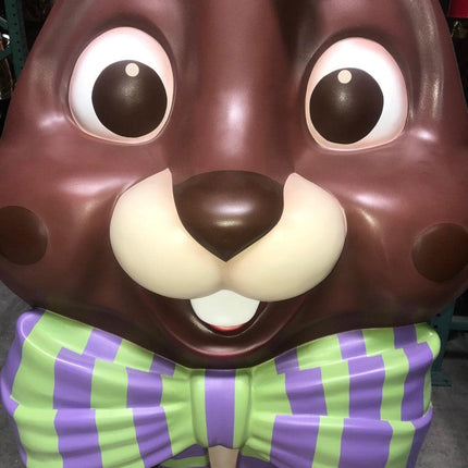 Giant Striped Chocolate Easter Bunny Statue - LM Treasures 