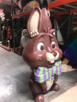 Giant Striped Chocolate Easter Bunny Statue - LM Treasures 